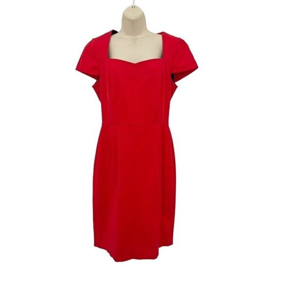 Banana Republic Women's Sz 12 Vermillion Red Sweetheart Neck Seamed Dress - Picture 1 of 8